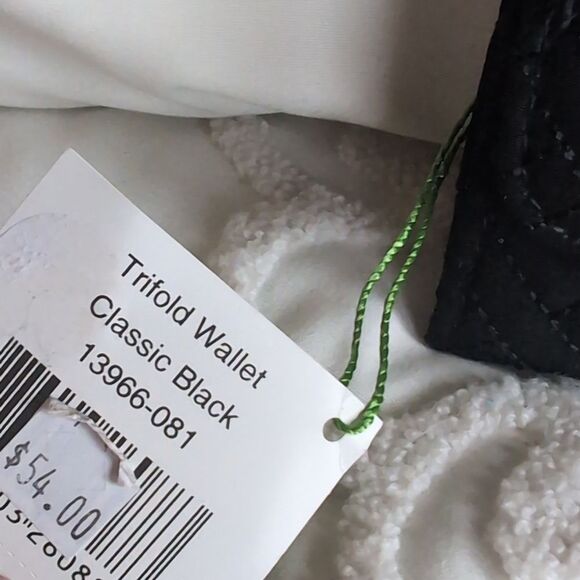 Vera Bradley Trifold Wallet Black Quilted Slim Sleek Clutch Microfiber NWT - Picture 13 of 17